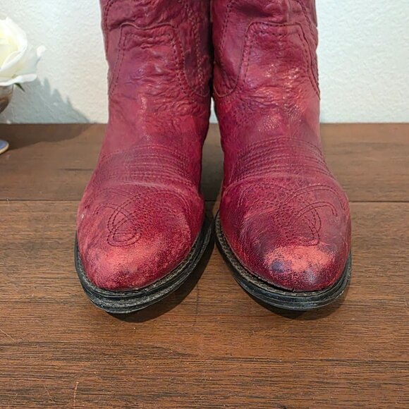 Franco Sarto Red Waco Leather Pointed Cowboy Western Bootie Sz 8.5 - Picture 6 of 10
